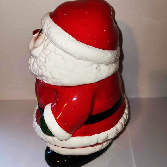 RARE Enesco Santa Cookie Jar 1980s | Glazed Porcelain | Hand-Painted | 10" Tall - Picture 8 of 14